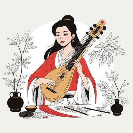 Mujer tocando un laúd  Imagen AI