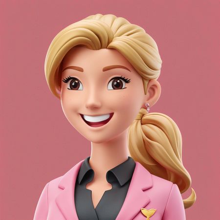 Mulher sorridente em um terno rosa  Imagem de IA