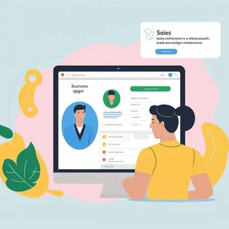 Mulher visualizando um perfil online em um computador  Imagem de IA