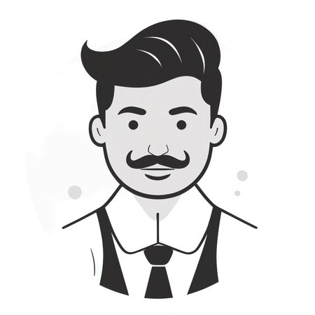 Mustached Man In Formal Attire  AI Image