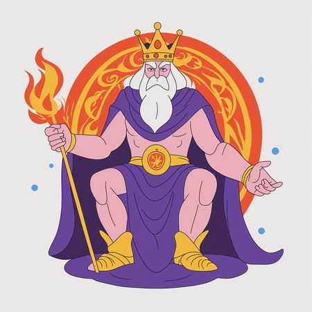 Mythical King With Staff And Crown  AI Image