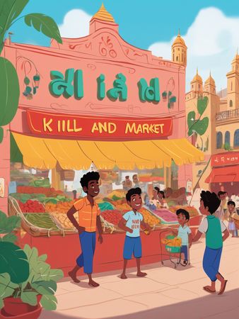 Niños en el mercado local  AI Image