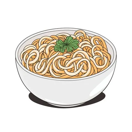 Noodles In  Bowl With Parsley Garnish  AI Image