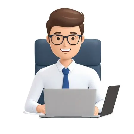 Office Worker Using Laptop  AI Image