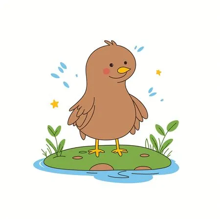 Oiseau sur une petite île  AI Image