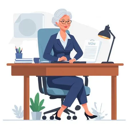 Old Businesswoman At Office Desk  AI Image