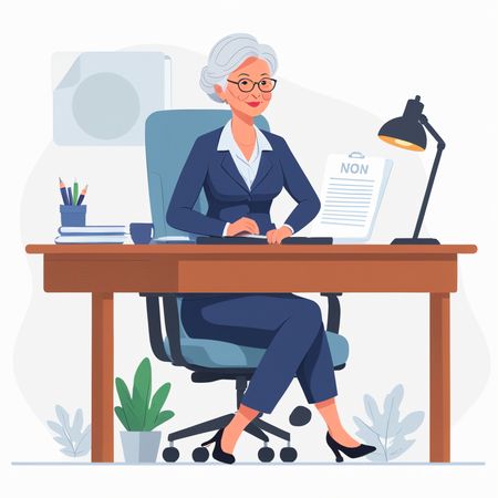 Old Businesswoman At Office Desk  AI Image