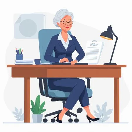 Old Businesswoman At Office Desk  AI Image
