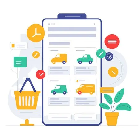 Online Vehicle Shopping App Interface AI Image