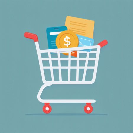 Panier d'achat avec achats numériques  AI Image