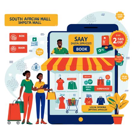 People Doing Online Shopping At South African Mall  AI Image