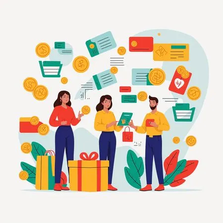 People Engaged In Online Shopping  AI Image