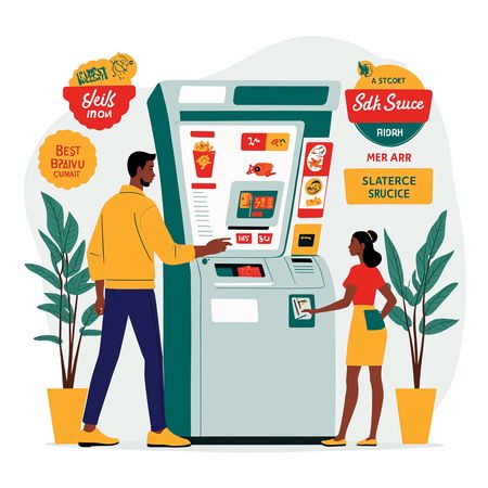 People Using  Digital Food Vending Machine  AI Image