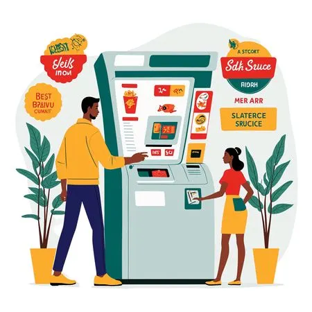 People Using  Digital Food Vending Machine  AI Image