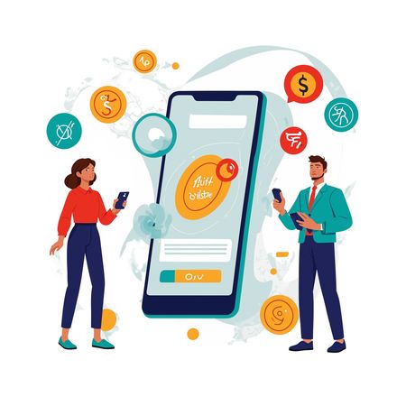 People Using Financial App On Smartphones  AI Image