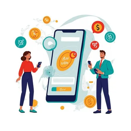 People Using Financial App On Smartphones  AI Image