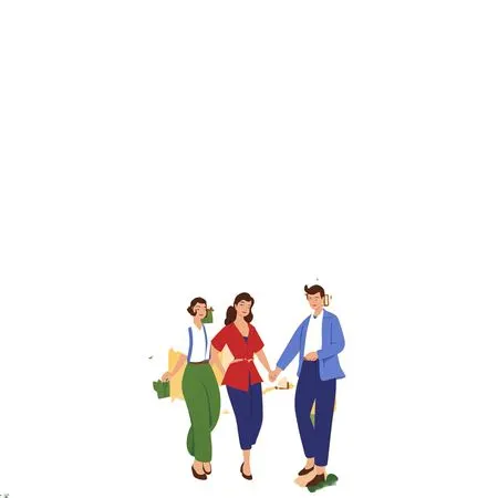 일몰 무렵 집 앞을 지나가는 사람들  AI 이미지