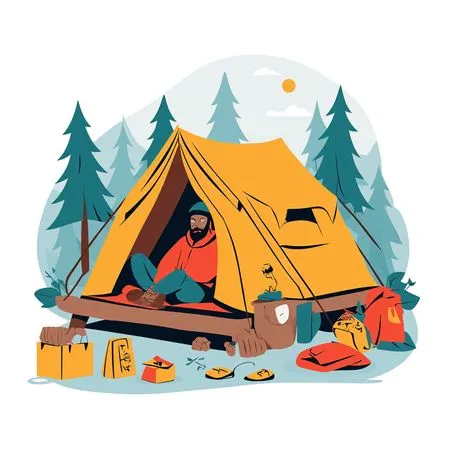 Person Camping In  Forest Setting  AI Image