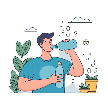 Person Drinking Water Outdoors  AI Image
