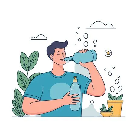 Person Drinking Water Outdoors  AI Image
