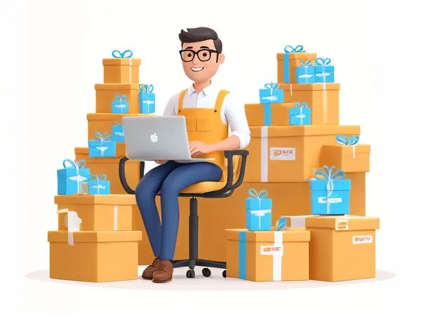 Person Managing Parcels Online  AI Image