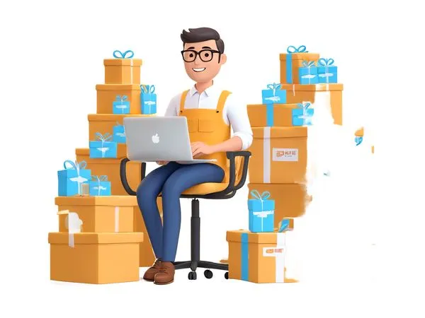 Person Managing Parcels Online AI Image