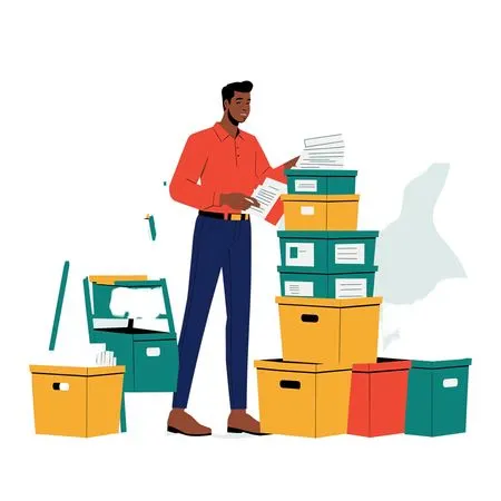Person Organizing Documents In An Office  AI Image