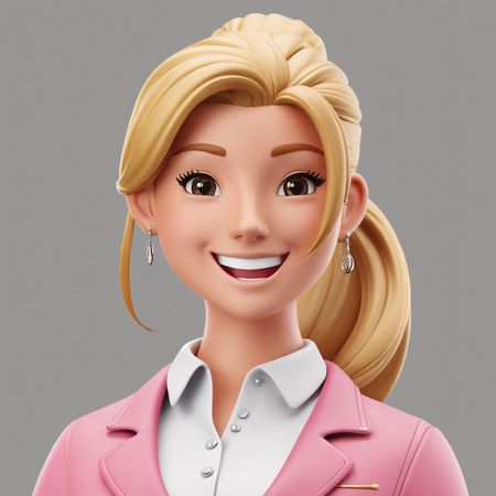 Personagem de uma mulher sorridente em traje profissional  Imagem de IA