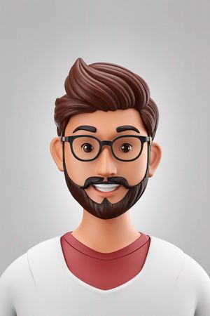 Personagem masculino sorridente com óculos  Imagem de IA