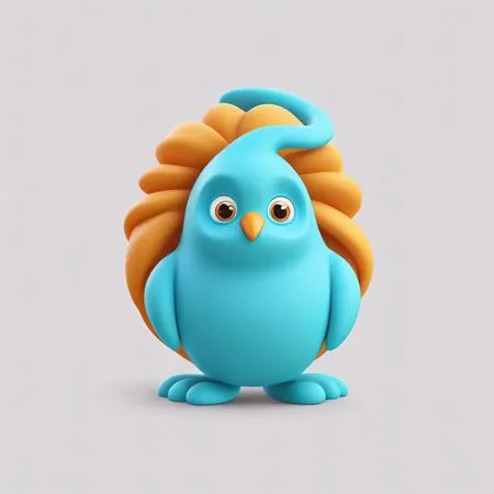 Personagem pássaro com olhos grandes e crista laranja  Imagem de IA