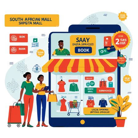 Personas haciendo compras en línea en un centro comercial sudafricano  AI Image