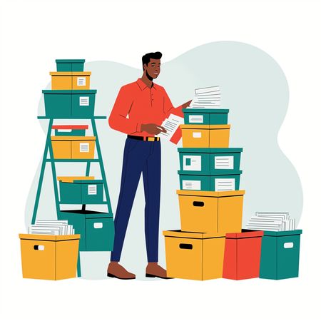 Personne organisant des documents dans un bureau  Image IA