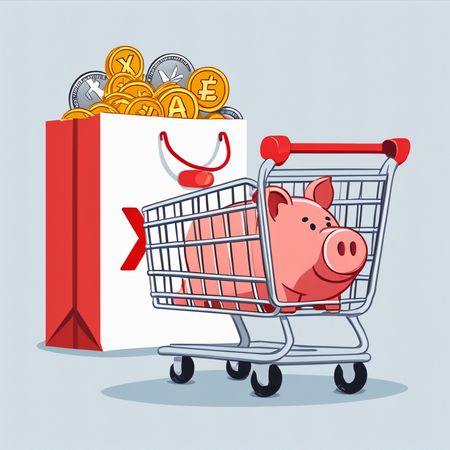 Piggy Bank In Shopping Cart  AI Image