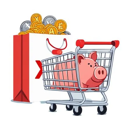 Piggy Bank In Shopping Cart  AI Image