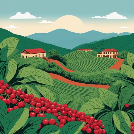 Plantation de café avec paysage pittoresque  Image IA
