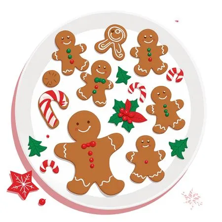 Plate Of Festive Gingerbread Cookies  AI Image
