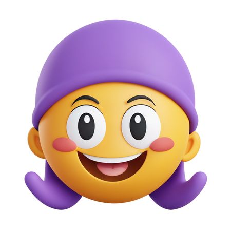 Playful Emoji With Purple Hat And Happy Expression  AI Image