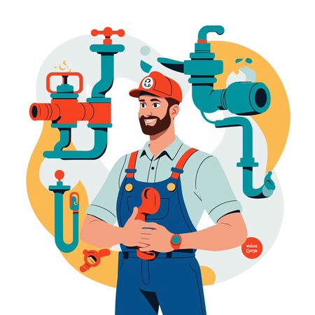 Plumber With Tools And Pipes  AI Image