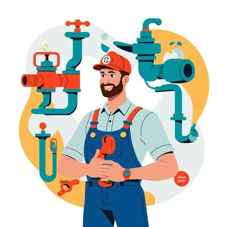Plumber With Tools And Pipes  AI Image