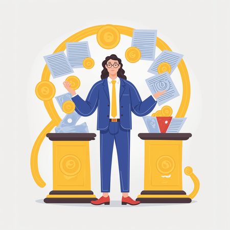Professional Balancing Documents And Coins  AI Image