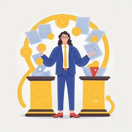 Professional Balancing Documents And Coins  AI Image