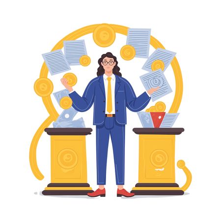 Professional Balancing Documents And Coins  AI Image