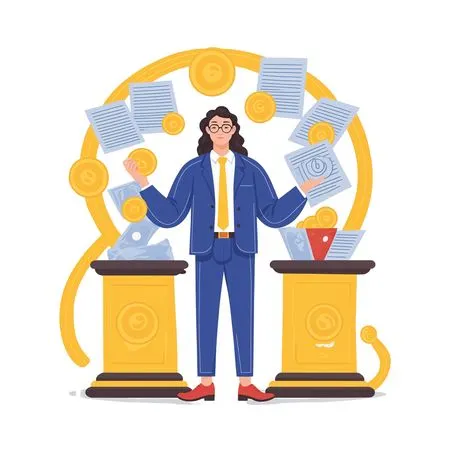 Professional Balancing Documents And Coins  AI Image