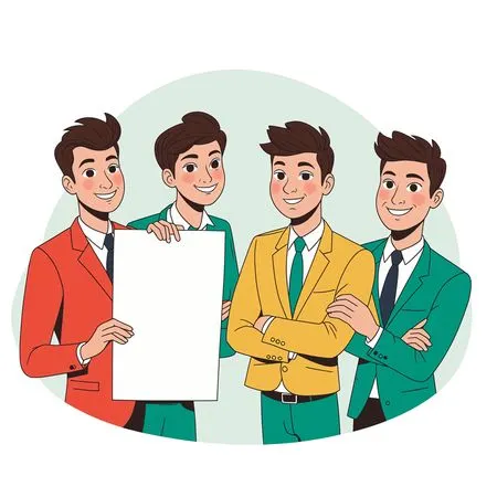 Professional Team Holding A Blank Board  AI Image