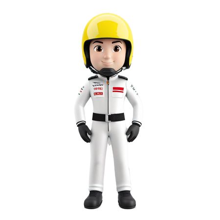 Racing Driver With Yellow Helmet And White Suit  AI Image