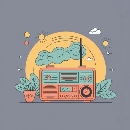 Radio rétro avec éléments naturels  Image IA
