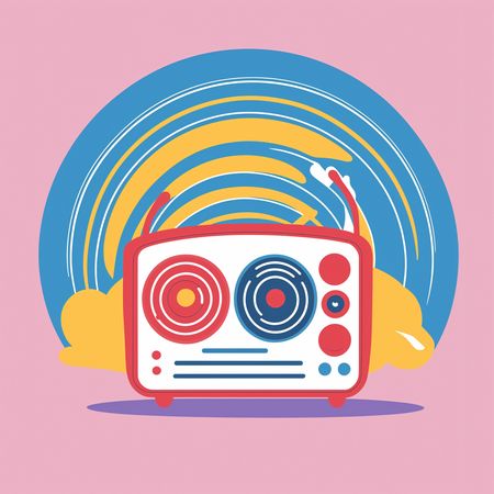 Radio retro con ondas de sonido  Imagen AI