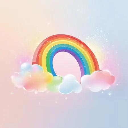 Rainbow With Clouds  AI Image