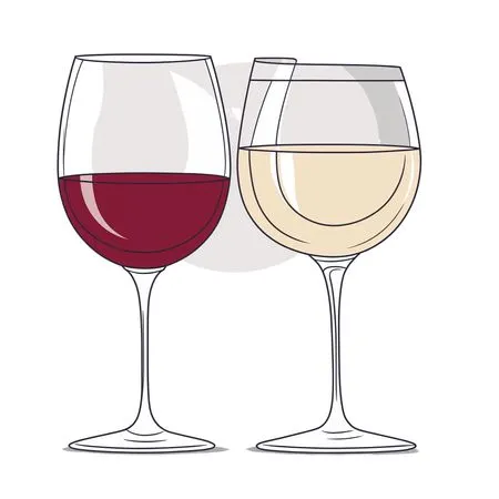 Red And White Wine Glasses  AI Image