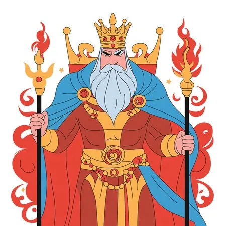 Rei Mítico com Coroa e Cetros  Imagem de IA